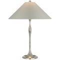 Romero Medium Table Lamp | Polished Nickel | Schumacher 19" Blue Charee Stripe Flare Shade