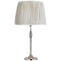 Romero Medium Table Lamp | Polished Nickel | Schumacher 16" Blue Charee Stripe Pleated Empire Shade