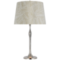 Romero Medium Table Lamp | Polished Nickel | Schumacher 16" Taupe Abstract Leaf Empire Shade