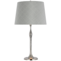 Romero Medium Table Lamp | Polished Nickel | Schumacher 16" Sky Elin Check Empire Shade