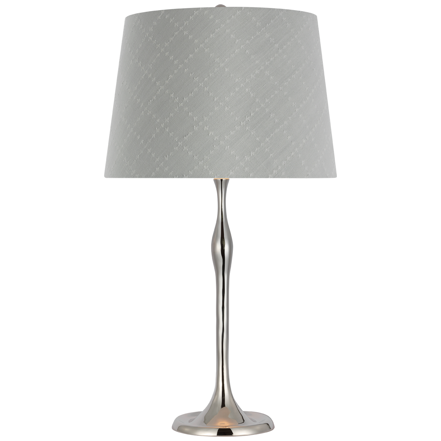 Romero Medium Table Lamp | Polished Nickel | Schumacher 16" Sky Elin Check Empire Shade