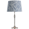 Romero Medium Table Lamp | Polished Nickel | Schumacher 16" Navy Abstract Leaf Empire Shade