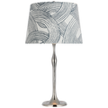 Romero Medium Table Lamp | Polished Nickel | Schumacher 16" Blue Freeform Empire Shade