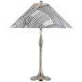 Romero Medium Table Lamp | Polished Nickel | Schumacher 19" Blue Freeform Flare Shade