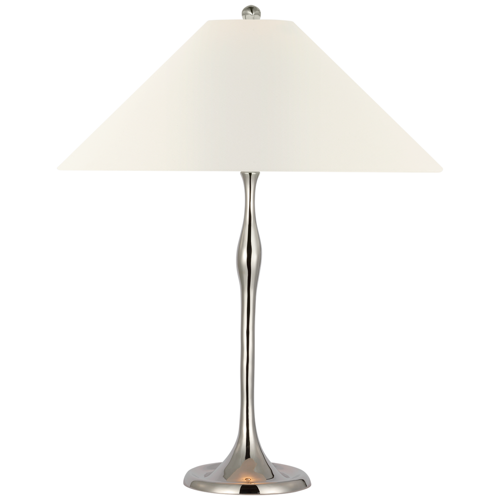 Romero Medium Table Lamp | Polished Nickel | 19" Linen Flare Shade