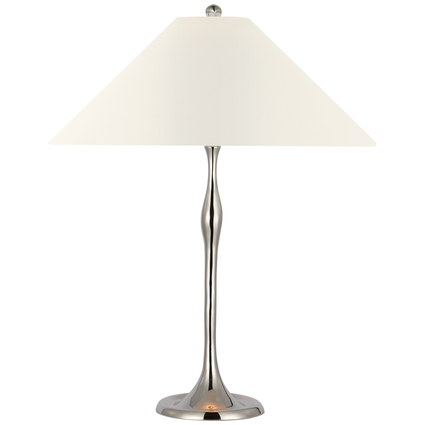 Romero Medium Table Lamp | Polished Nickel | 19" Linen Flare Shade