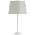 Romero Medium Table Lamp | Plaster White | Schumacher 16" Blue Charee Stripe Empire Shade