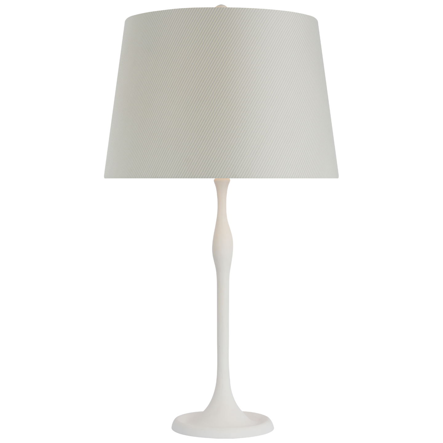 Romero Medium Table Lamp | Plaster White | Schumacher 16" Blue Charee Stripe Empire Shade