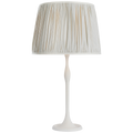 Romero Medium Table Lamp | Plaster White | Schumacher 16" Blue Charee Stripe Pleated Empire Shade
