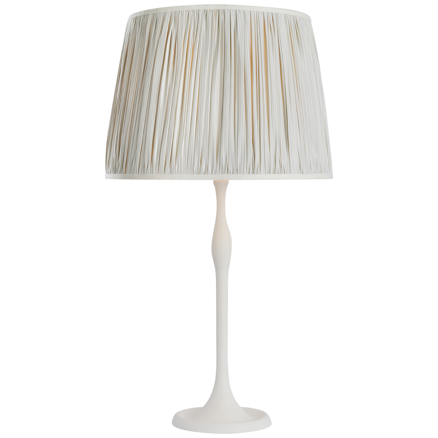 Romero Medium Table Lamp | Plaster White | Schumacher 16" Blue Charee Stripe Pleated Empire Shade