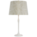 Romero Medium Table Lamp | Plaster White | Schumacher 16" Taupe Abstract Leaf Empire Shade