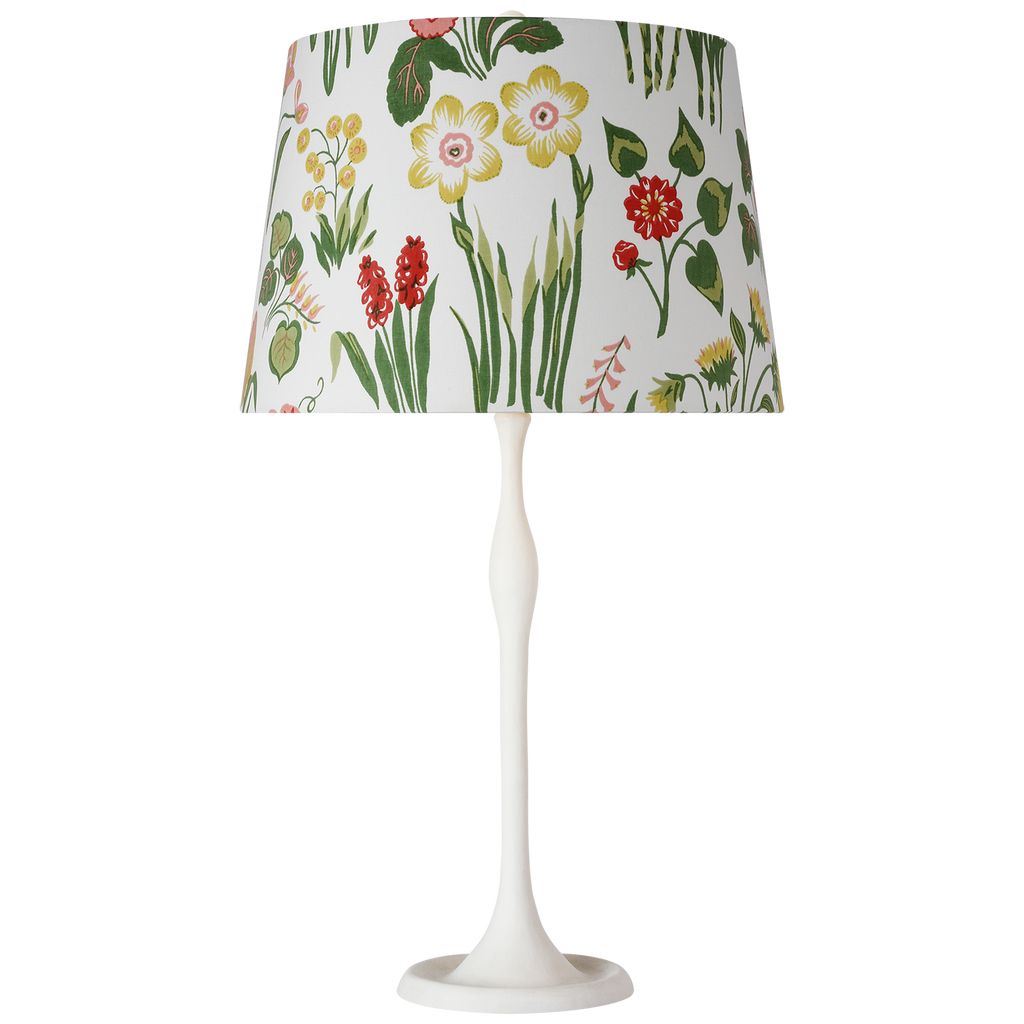 Romero Medium Table Lamp | Plaster White | Schumacher 16" Pink Carly Empire Shade
