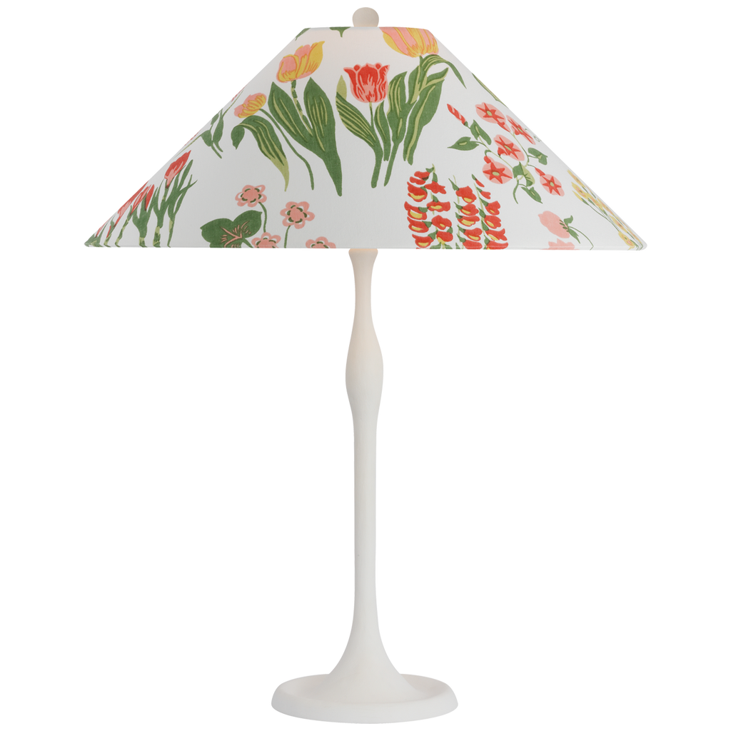 Romero Medium Table Lamp | Plaster White | Schumacher 19" Pink Carly Flare Shade