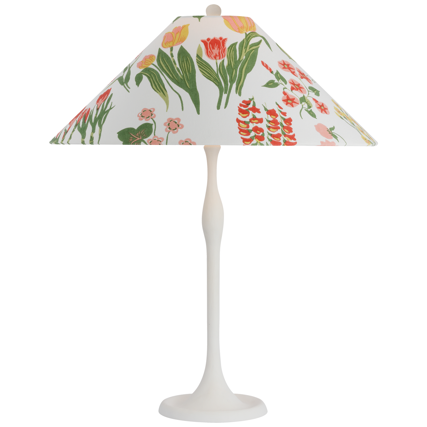 Romero Medium Table Lamp | Plaster White | Schumacher 19" Pink Carly Flare Shade
