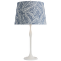 Romero Medium Table Lamp | Plaster White | Schumacher 16" Navy Abstract Leaf Empire Shade