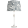 Romero Medium Table Lamp | Plaster White | Schumacher 16" Blue Freeform Empire Shade