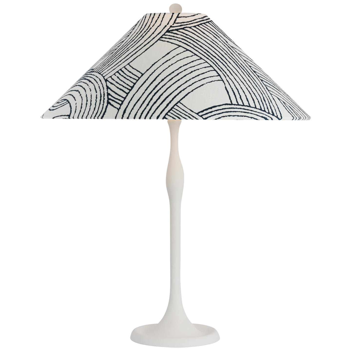 Romero Medium Table Lamp | Plaster White | Schumacher 19" Blue Freeform Flare Shade