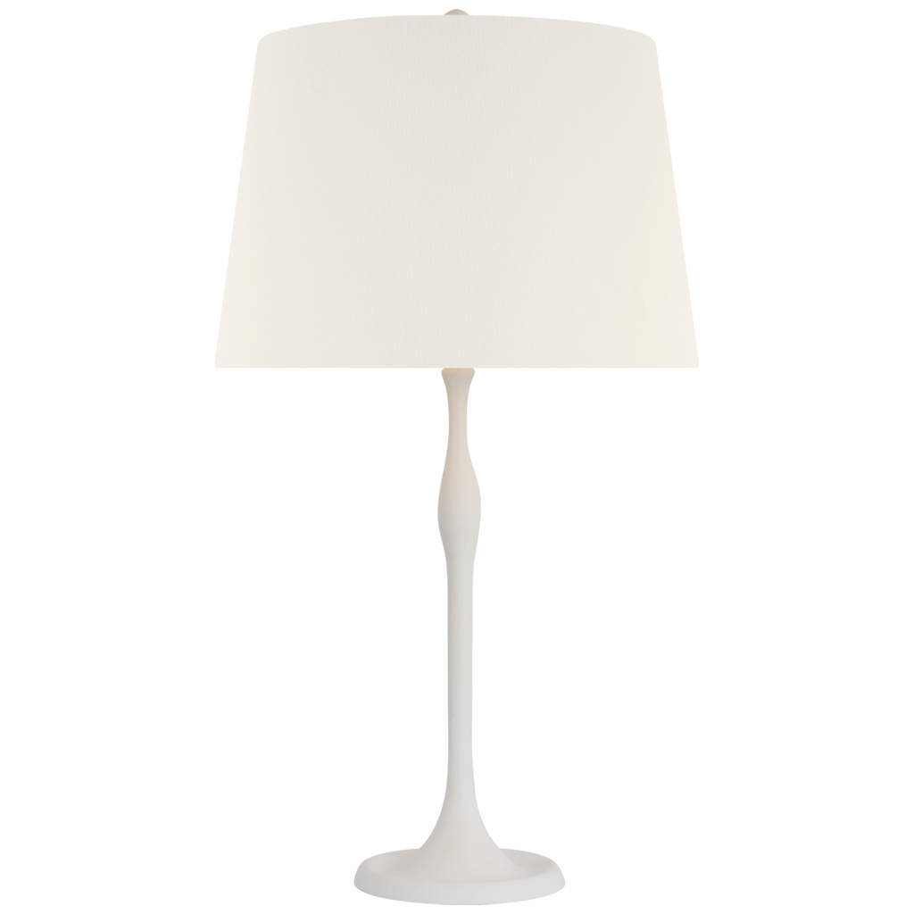 Romero Medium Table Lamp | Plaster White | 16" Linen Empire Shade