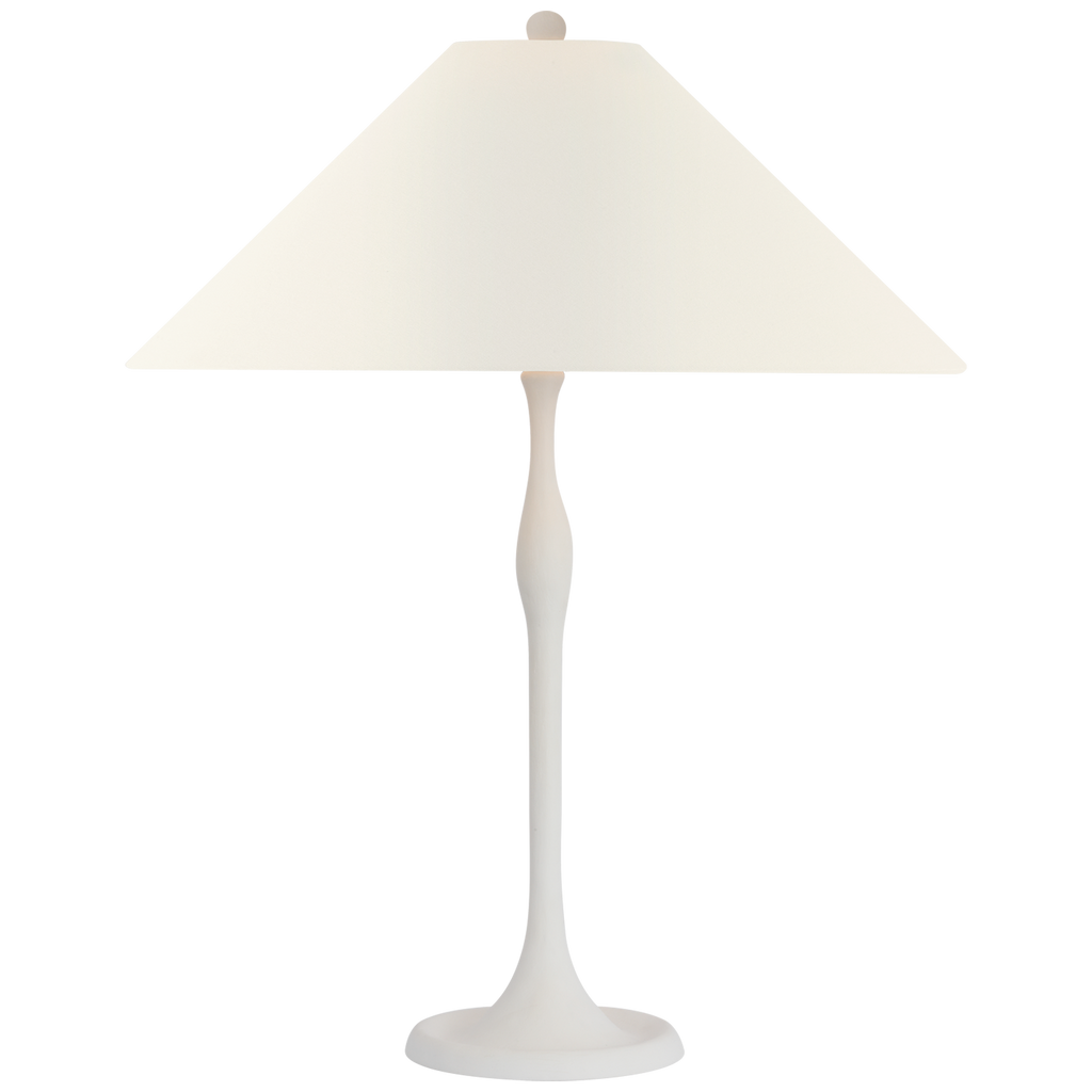 Romero Medium Table Lamp | Plaster White | 19" Linen Flare Shade
