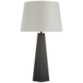 Zoran Medium Table Lamp | Bronze | Schumacher 16" Blue Charee Stripe Empire Shade