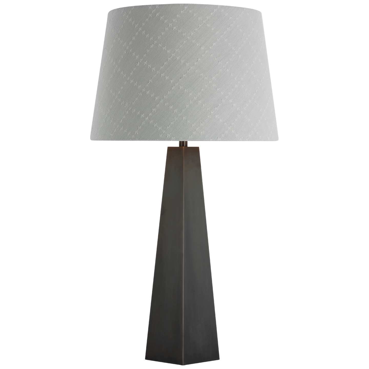 Zoran Medium Table Lamp | Bronze | Schumacher 16" Sky Elin Check Empire Shade