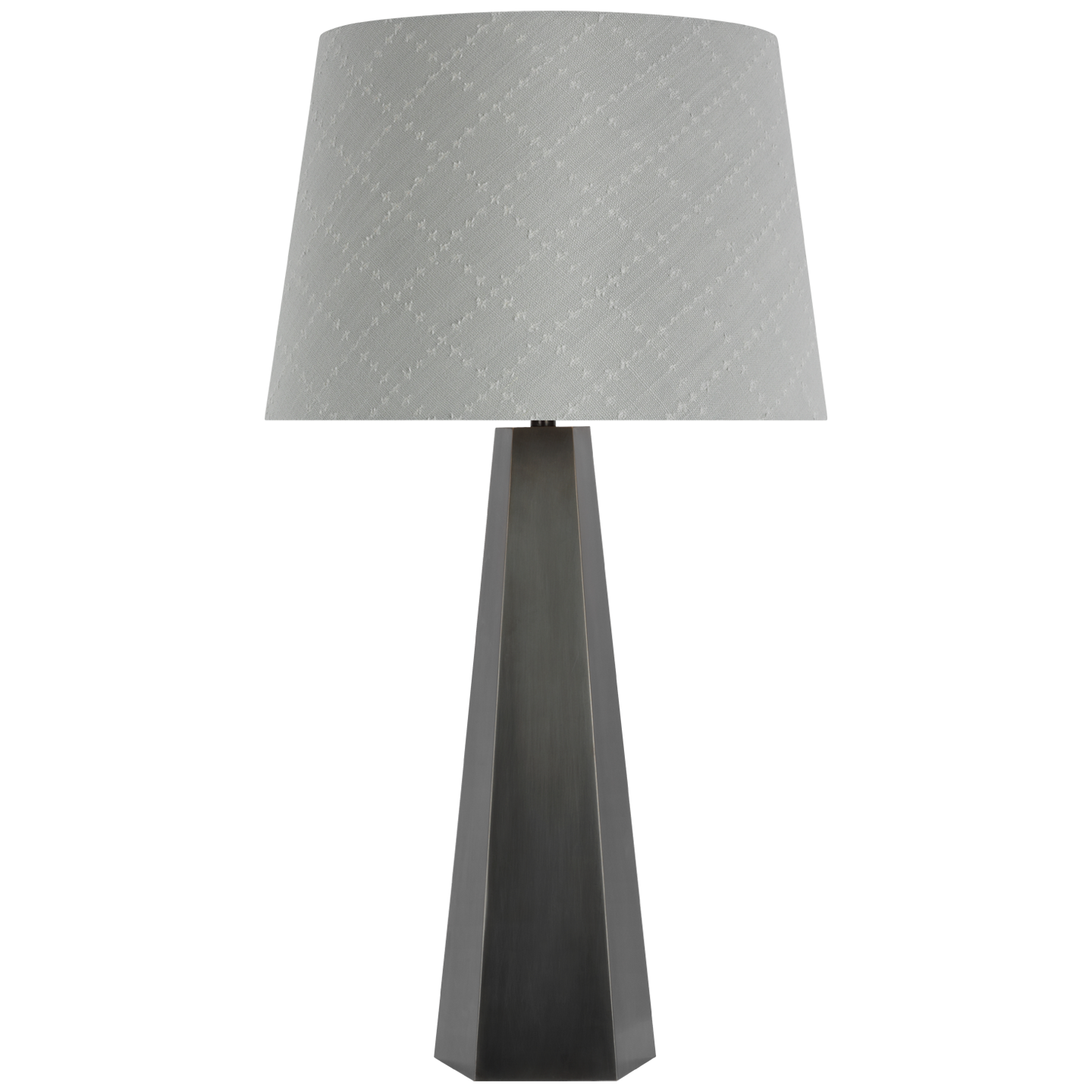 Zoran Medium Table Lamp | Bronze | Schumacher 16" Sky Elin Check Empire Shade