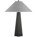 Zoran Medium Table Lamp | Bronze | Schumacher 21" Sky Elin Check Flare Shade