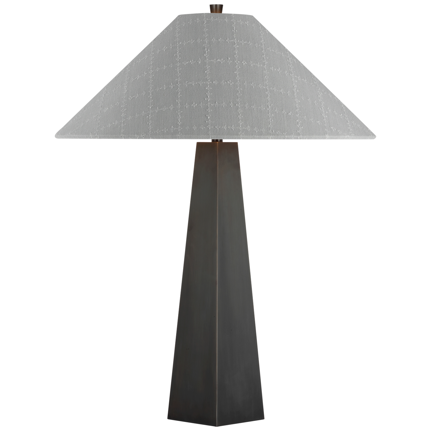 Zoran Medium Table Lamp | Bronze | Schumacher 21" Sky Elin Check Flare Shade