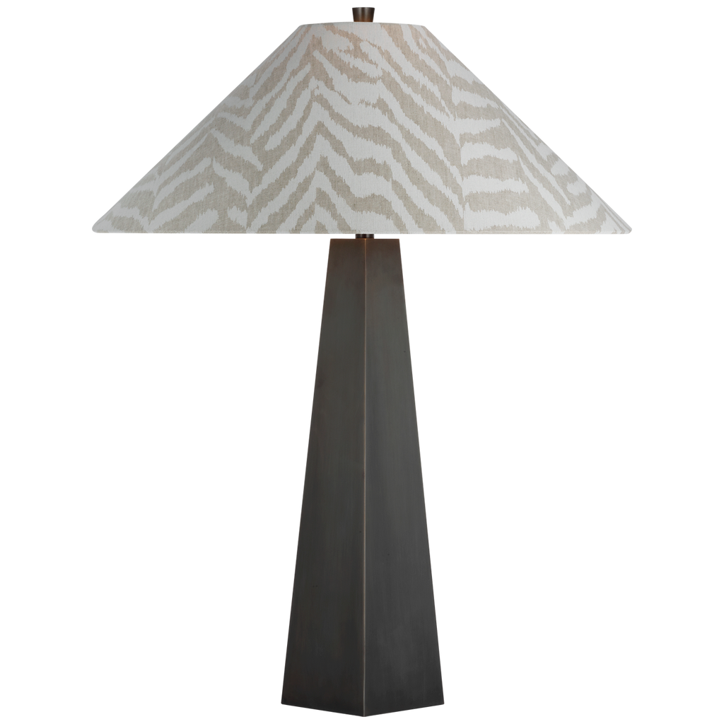 Zoran Medium Table Lamp | Bronze | Schumacher 21" Natural Quincy Flare Shade