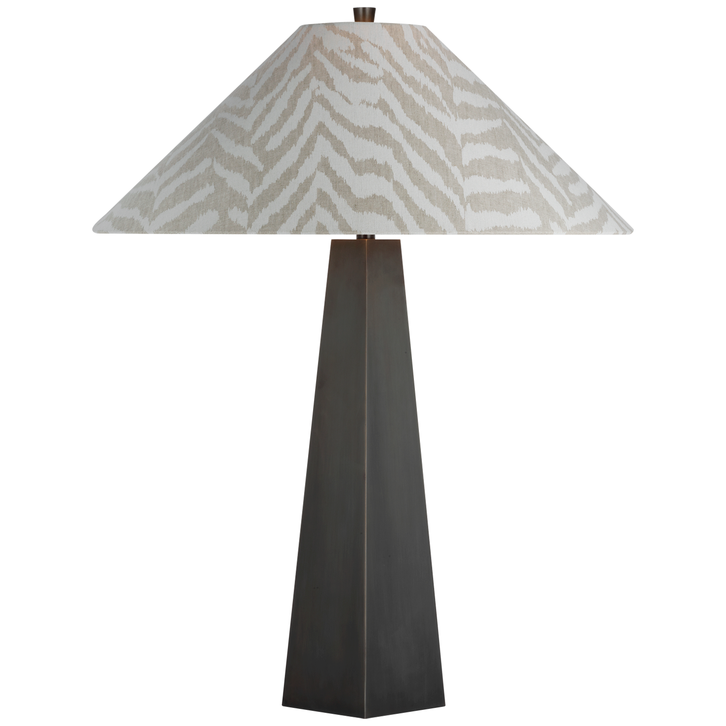 Zoran Medium Table Lamp | Bronze | Schumacher 21" Natural Quincy Flare Shade