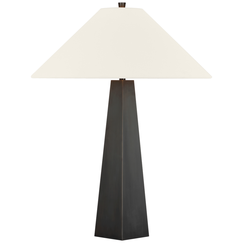 Zoran Medium Table Lamp | Bronze | 21" Linen Flare Shade