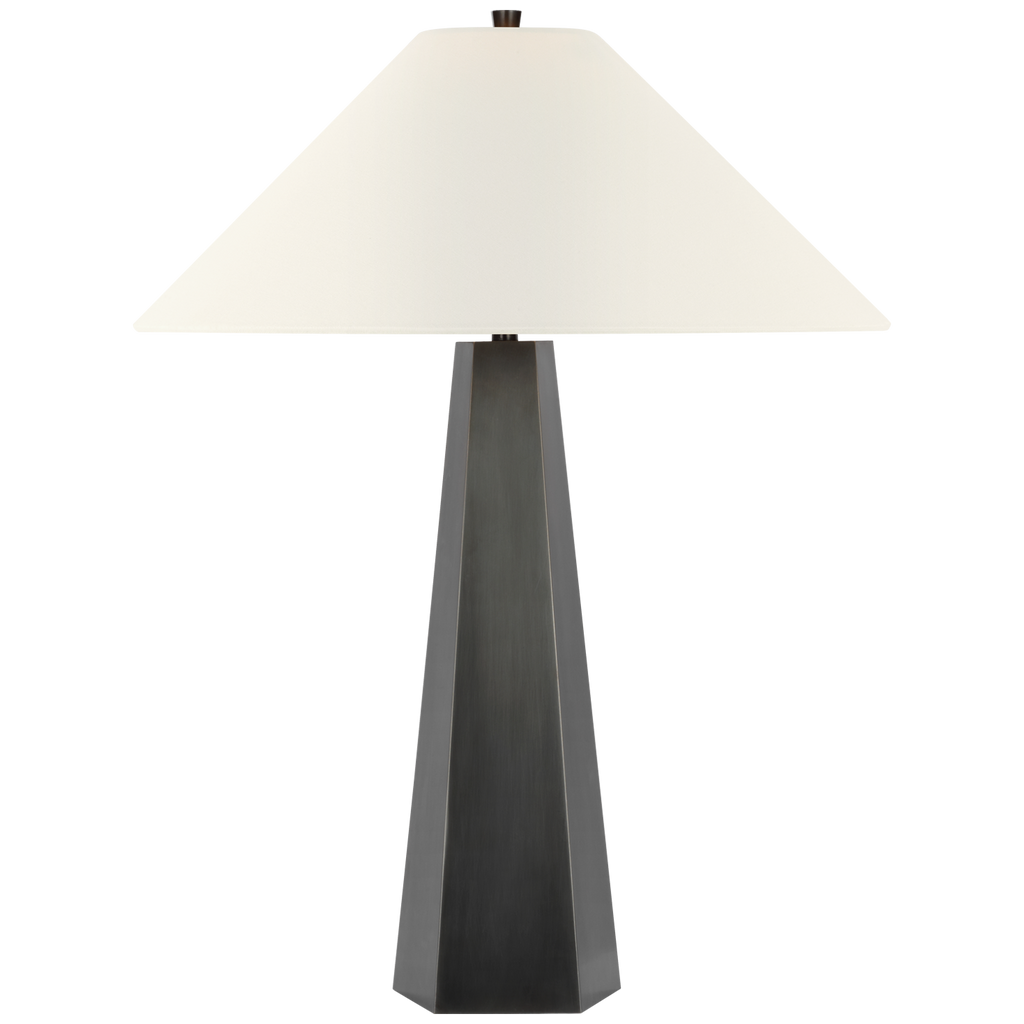 Zoran Medium Table Lamp | Bronze | 21" Linen Flare Shade