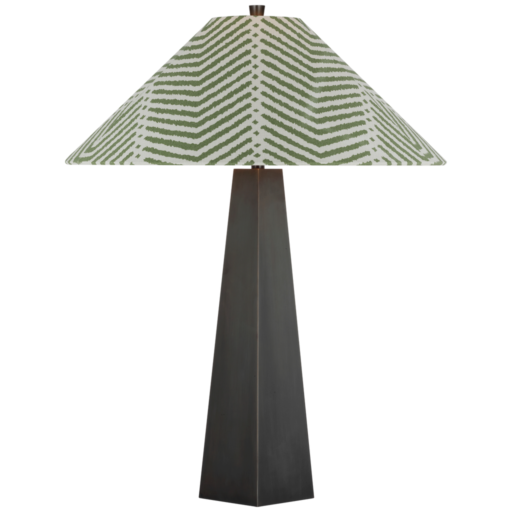 Zoran Medium Table Lamp | Bronze | Schumacher 21" Verde La Jolla Flare Shade