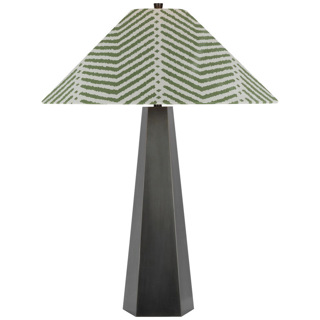 Zoran Medium Table Lamp | Bronze | Schumacher 21" Verde La Jolla Flare Shade