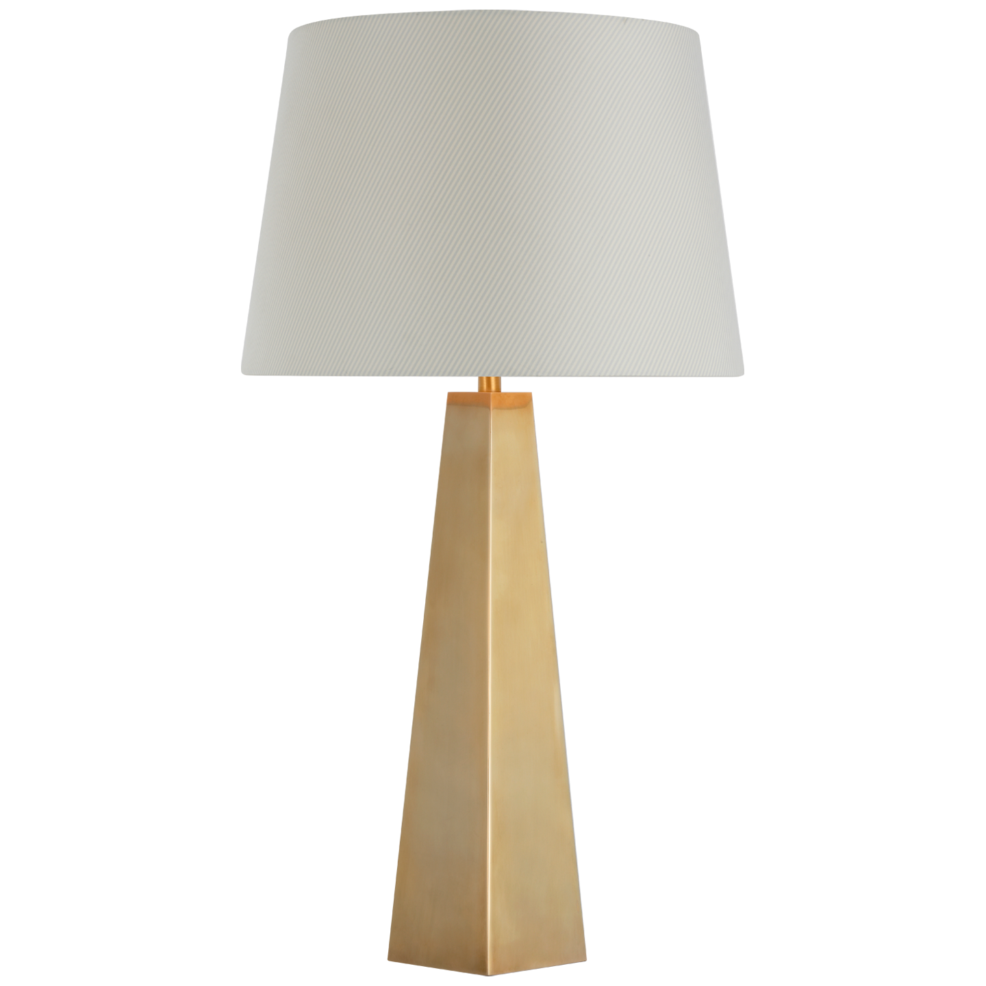 Zoran Medium Table Lamp | Hand-Rubbed Antique Brass | Schumacher 16" Blue Charee Stripe Empire Shade