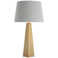 Zoran Medium Table Lamp | Hand-Rubbed Antique Brass | Schumacher 16" Sky Elin Check Empire Shade