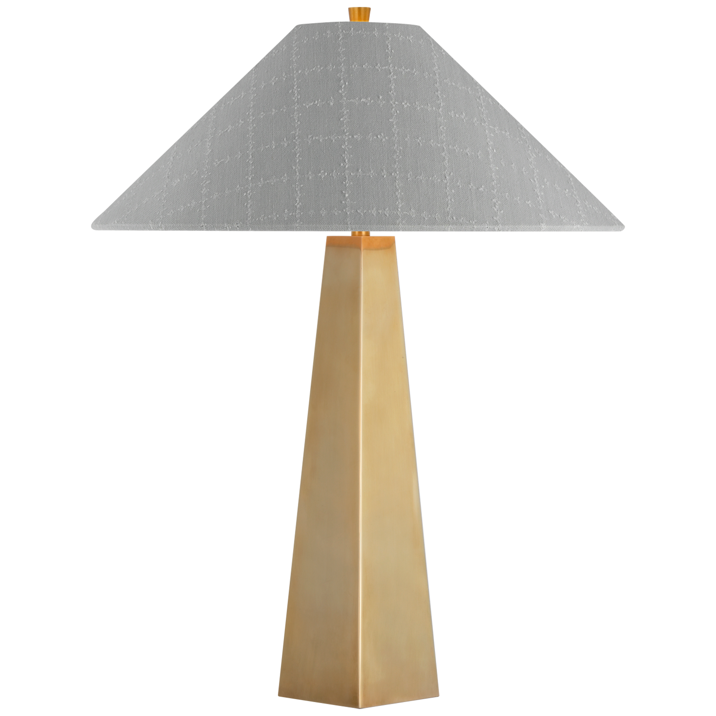 Zoran Medium Table Lamp | Hand-Rubbed Antique Brass | Schumacher 21" Sky Elin Check Flare Shade