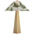 Zoran Medium Table Lamp | Hand-Rubbed Antique Brass | Schumacher 21" Document Les Fougeres Flare Shade