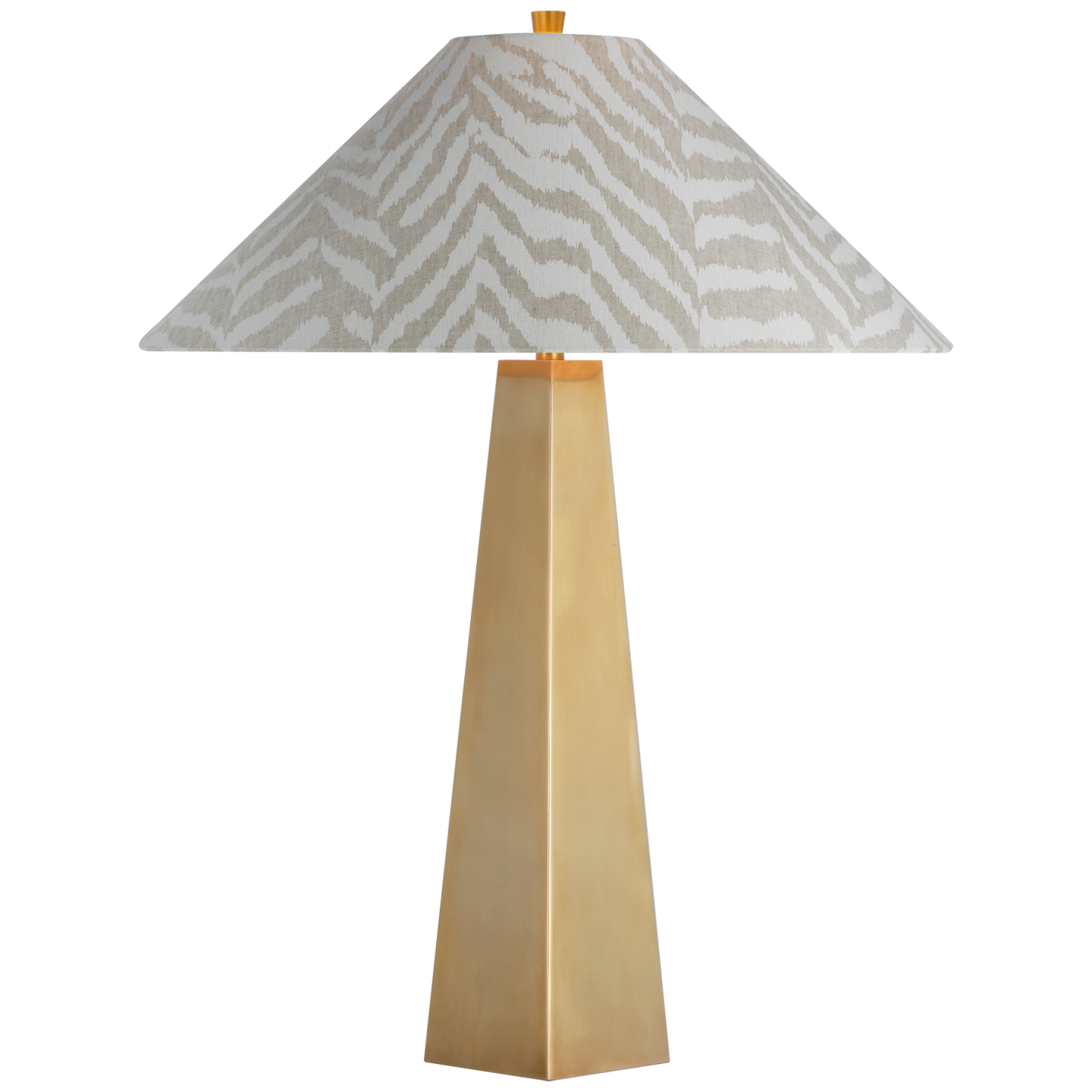 Zoran Medium Table Lamp | Hand-Rubbed Antique Brass | Schumacher Natural Quincy Flare Shade