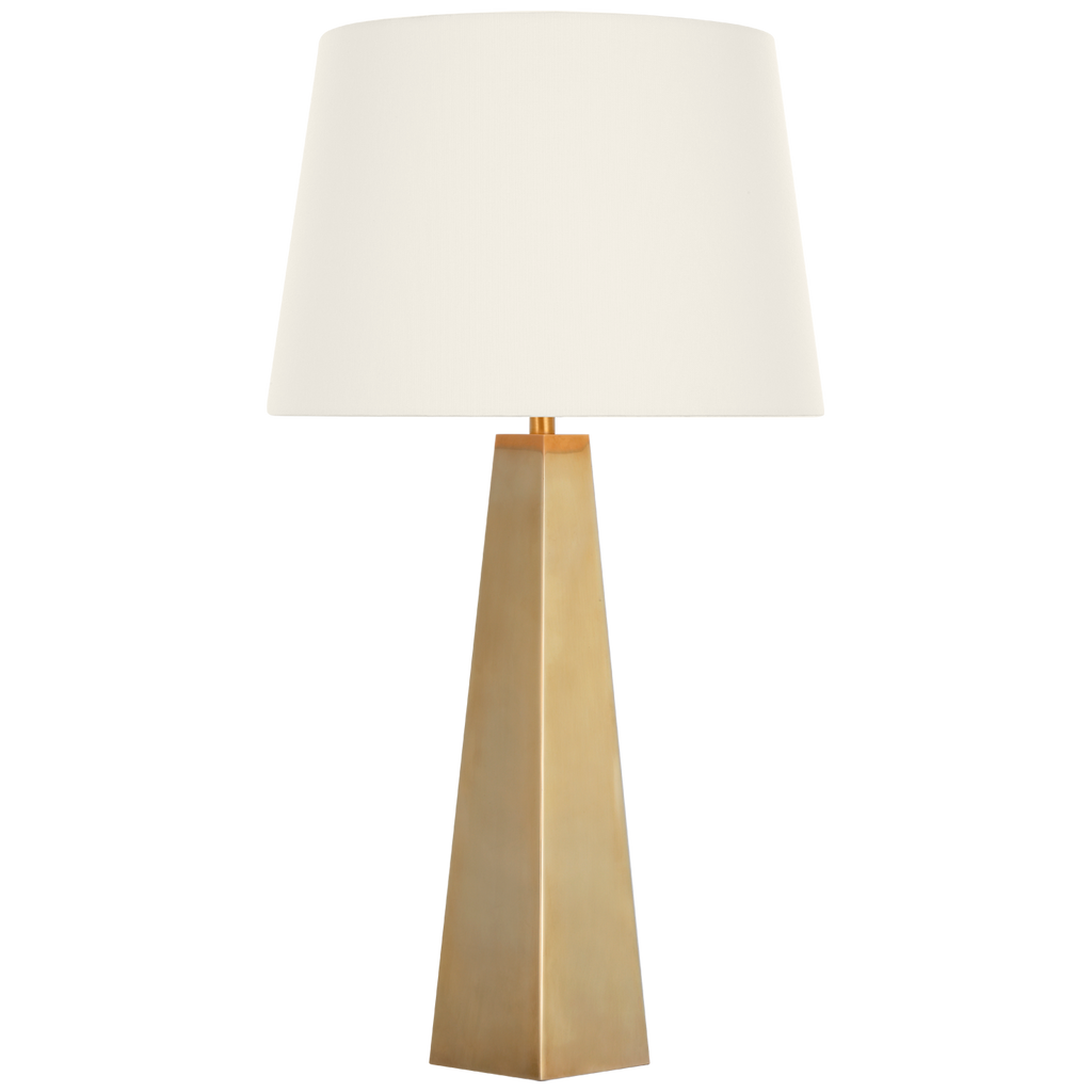 Zoran Medium Table Lamp | Hand-Rubbed Antique Brass | 16" Linen Empire Shade