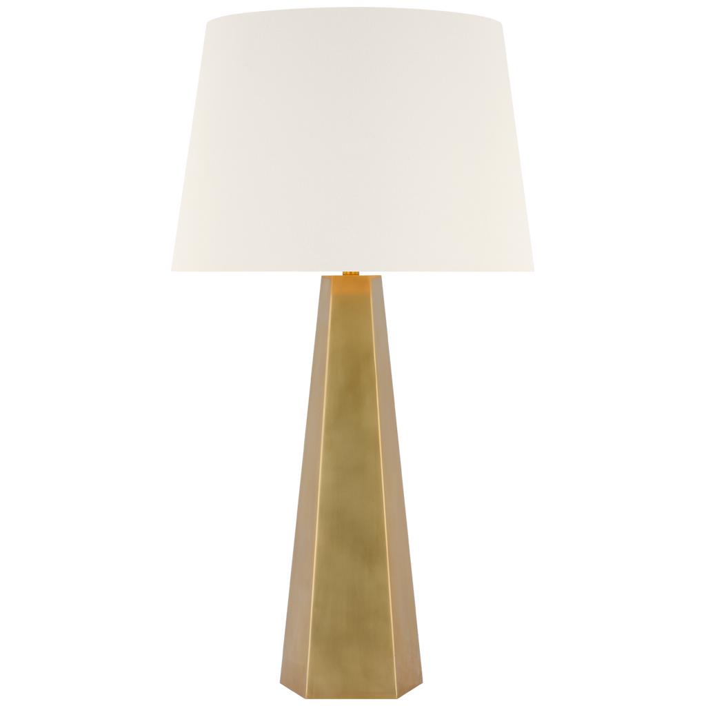 Zoran Medium Table Lamp | Hand-Rubbed Antique Brass | 16" Linen Empire Shade