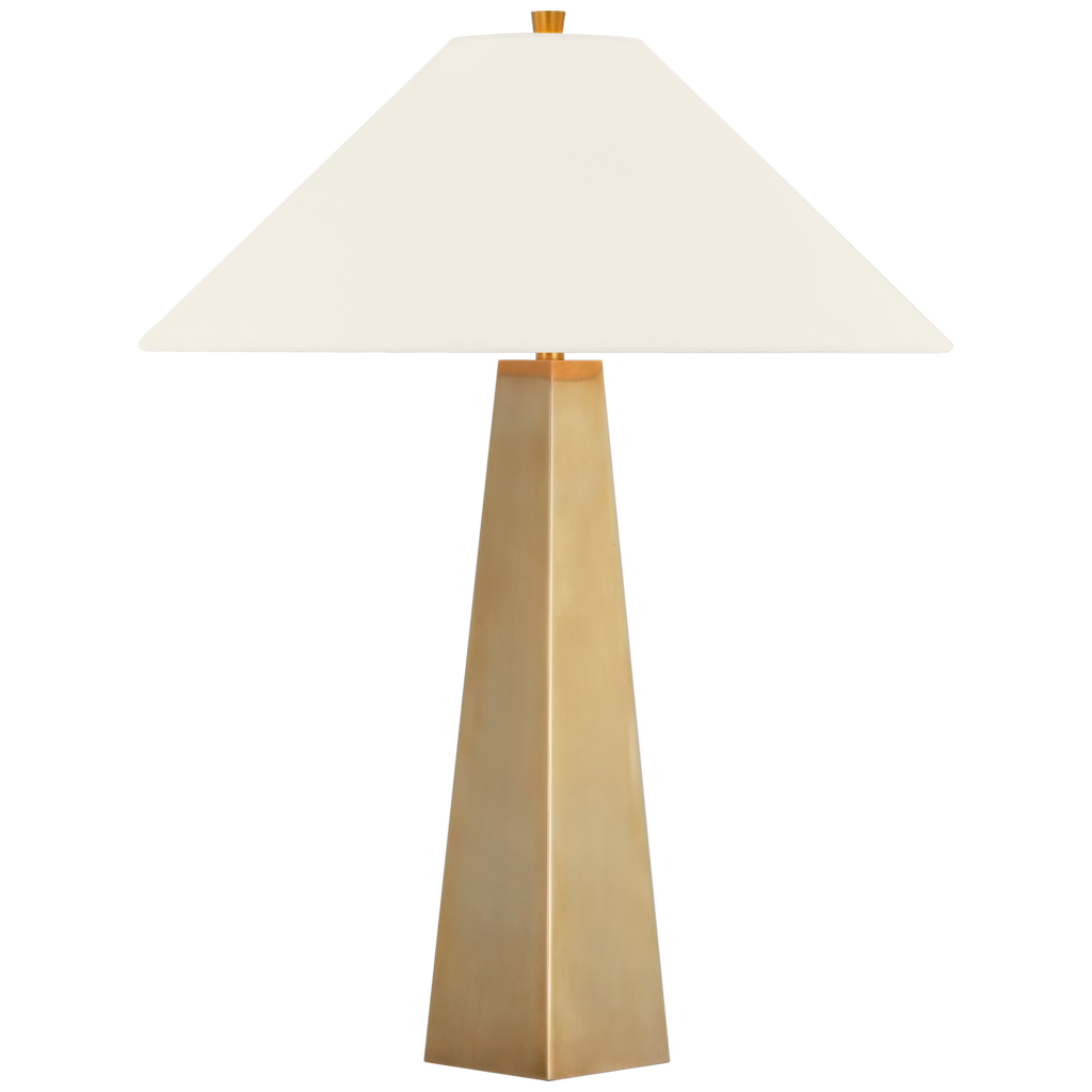 Zoran Medium Table Lamp | Hand-Rubbed Antique Brass | 21" Linen Flare Shade