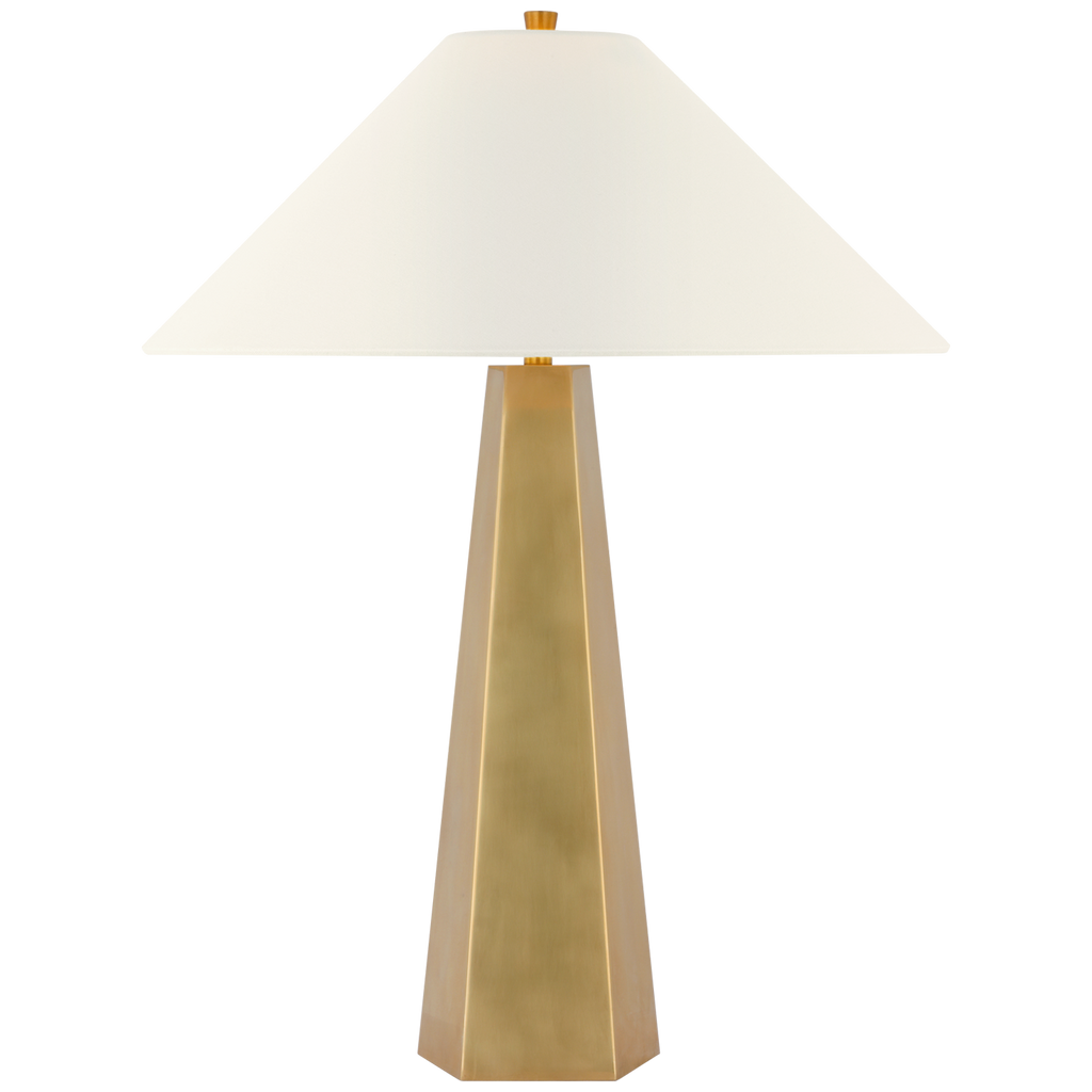 Zoran Medium Table Lamp | Hand-Rubbed Antique Brass | 21" Linen Flare Shade
