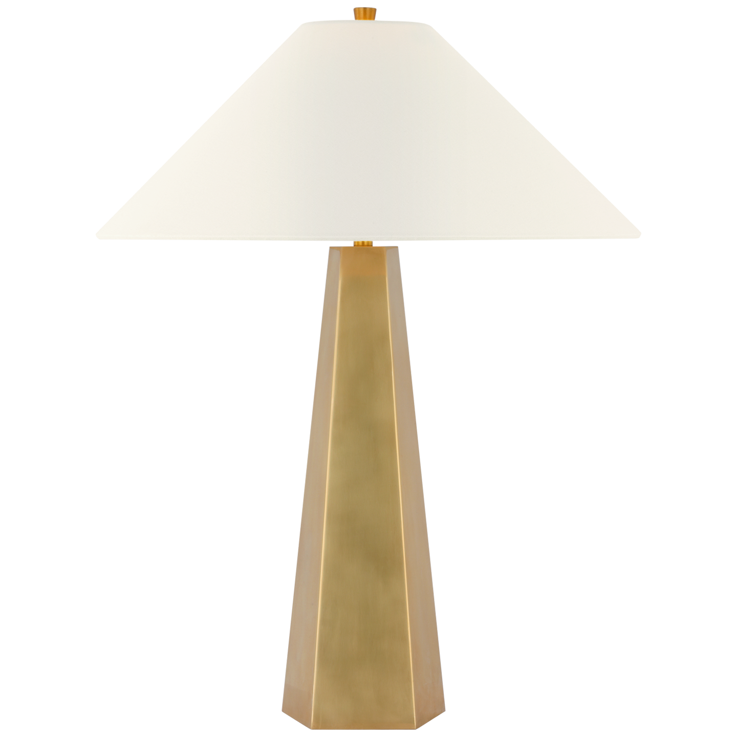 Zoran Medium Table Lamp | Hand-Rubbed Antique Brass | 21" Linen Flare Shade