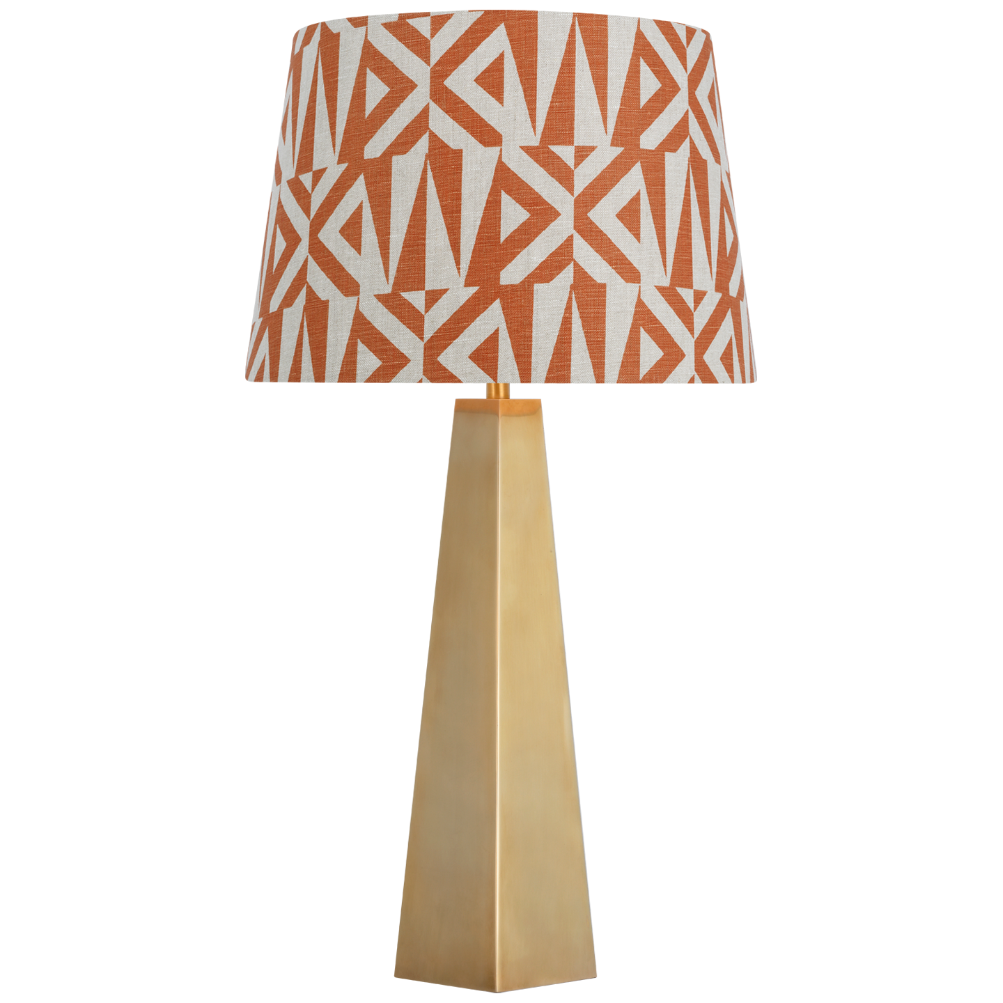 Zoran Medium Table Lamp | Hand-Rubbed Antique Brass | Schumacher 16" Brick Amero Empire Shade