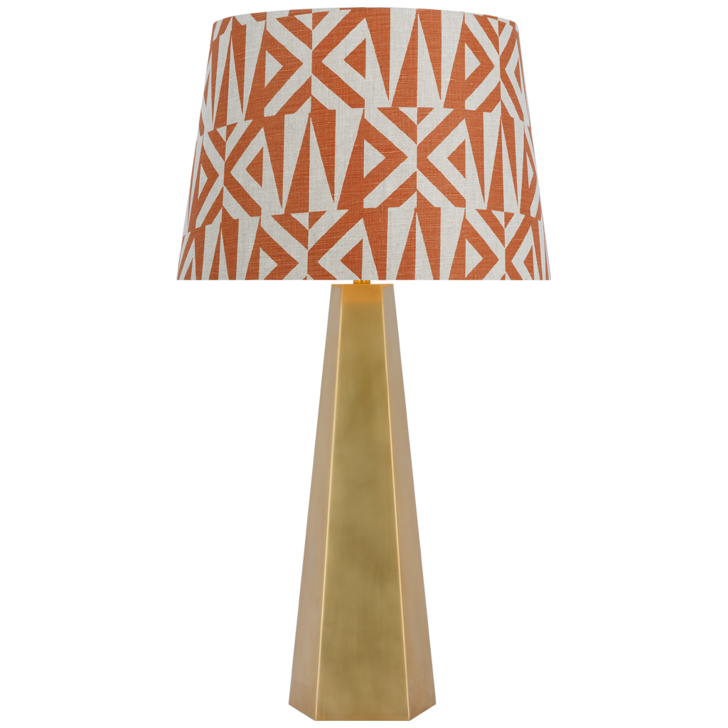 Zoran Medium Table Lamp | Hand-Rubbed Antique Brass | Schumacher 16" Brick Amero Empire Shade