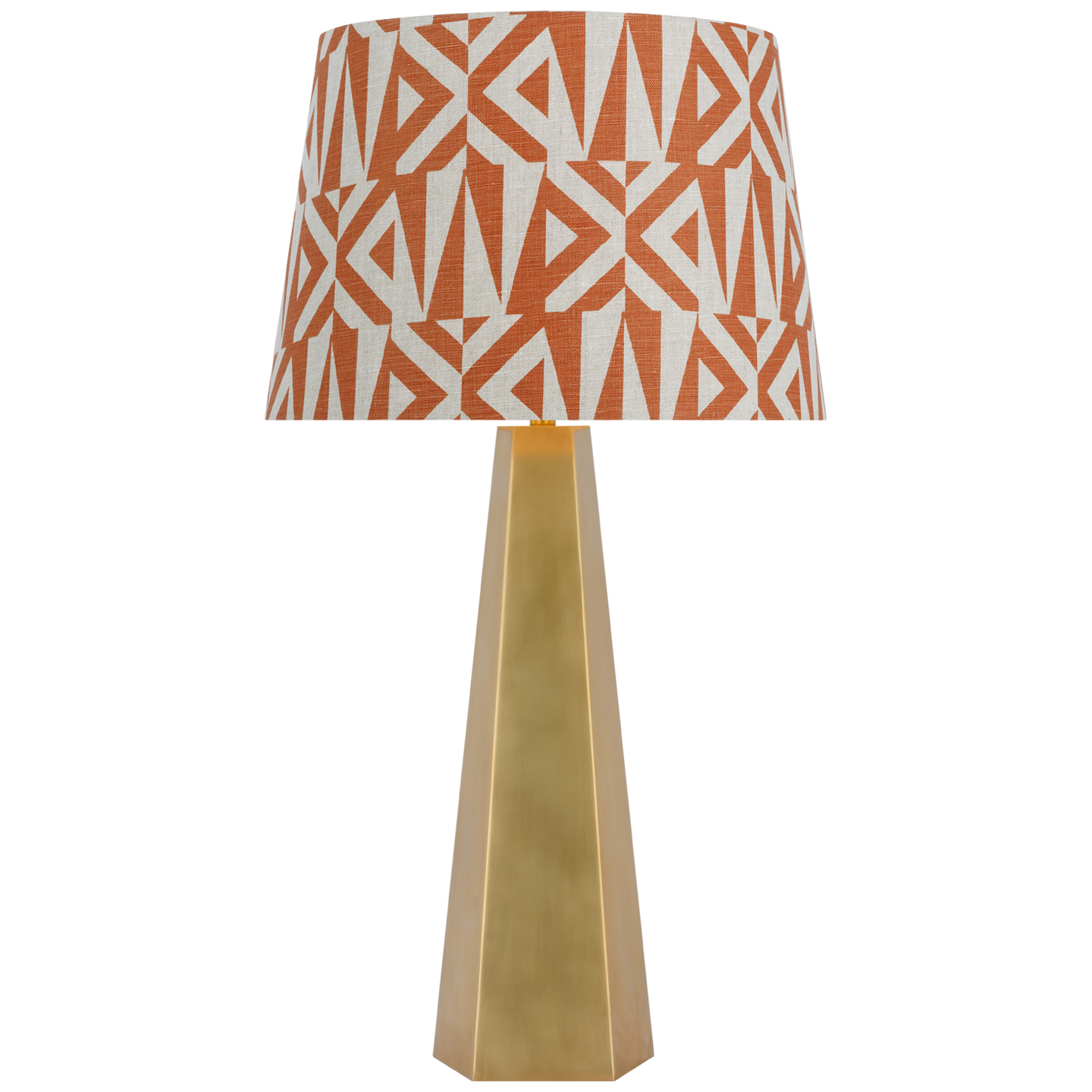Zoran Medium Table Lamp | Hand-Rubbed Antique Brass | Schumacher 16" Brick Amero Empire Shade