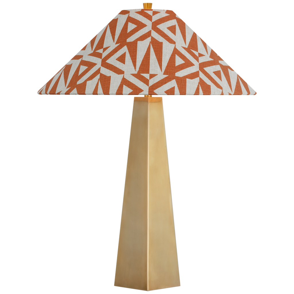 Zoran Medium Table Lamp | Hand-Rubbed Antique Brass | Schumacher 21" Brick Amero Flare Shade