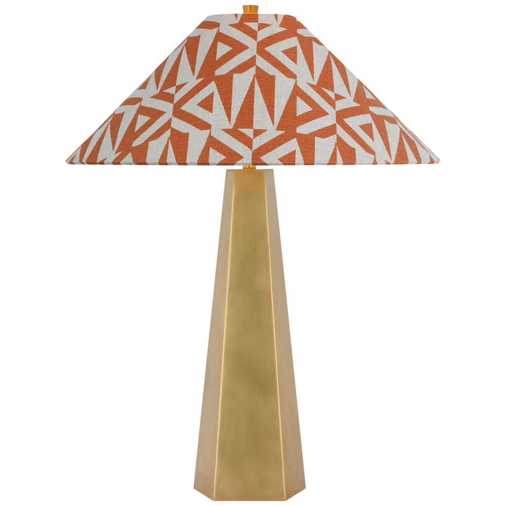 Zoran Medium Table Lamp | Hand-Rubbed Antique Brass | Schumacher 21" Brick Amero Flare Shade