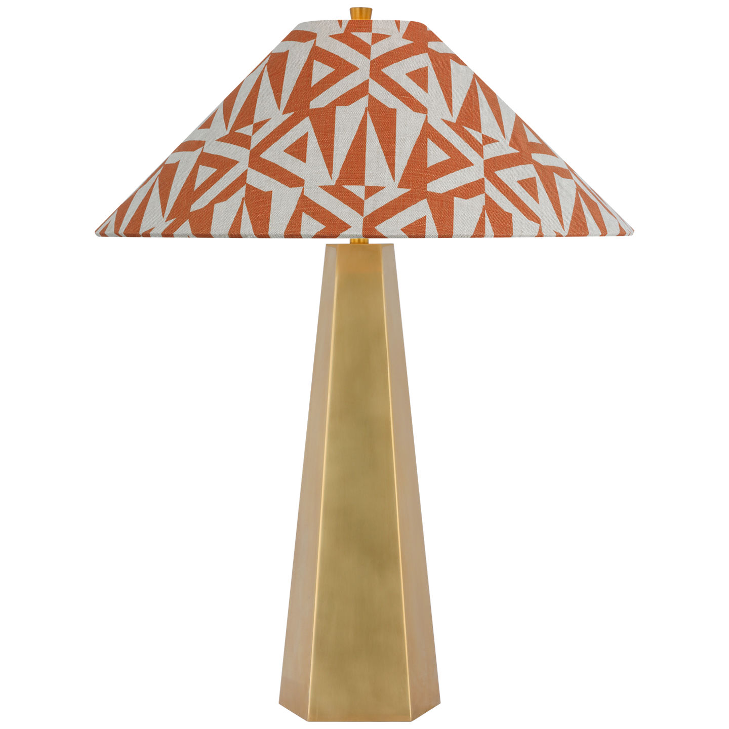 Zoran Medium Table Lamp | Hand-Rubbed Antique Brass | Schumacher 21" Brick Amero Flare Shade